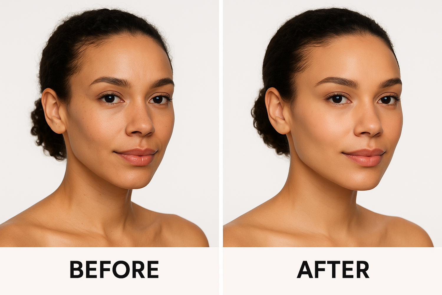 the hairlne needs to be slightly altered in the after image,