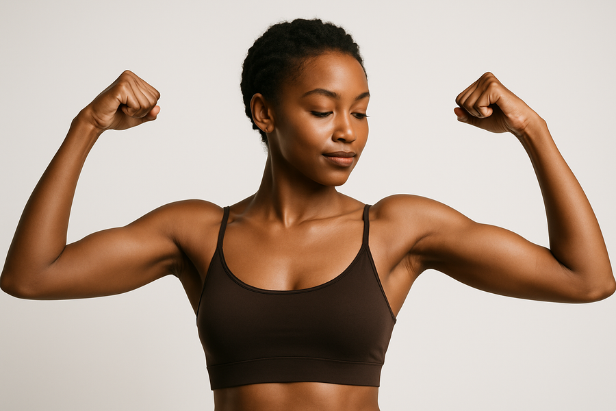 the woman is less muscular and has a more feminie build